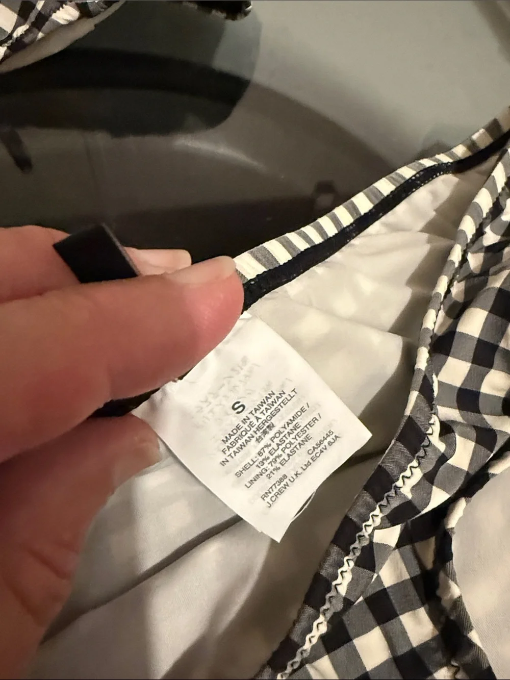 J Crew black  and White Gingham Bikini Set small bottom medium top